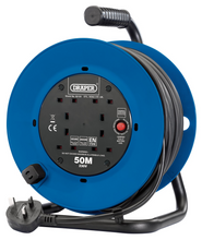 Load image into Gallery viewer, Draper 50M/13A CABLE IND CABLE REEL 02120 230V Four Socket Industrial Cable Reels
