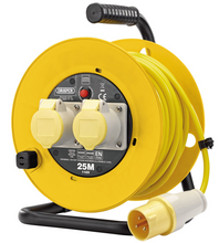 Load image into Gallery viewer, Draper DRAPER CABLE REEL 25MTR 110V . 02124 110V Twin Socket Cable Reel (25M)
