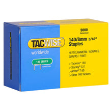 Load image into Gallery viewer, Tacwise 140/8mm Staple Galvanised, 0341, 140 Series Staples, Pack of 5000
