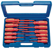 Load image into Gallery viewer, Draper SET OF 12 INSULATED S/DRIVERS 46541 46541 VDE Approved Fully Insulated Soft Grip Screwdriver Set (12 Piece)
