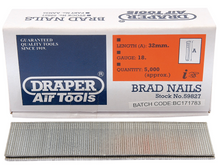 Load image into Gallery viewer, Draper 18G BRAD NAIL 32MM 5000PCS 59827 59827 Brad Nails
