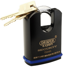 Load image into Gallery viewer, Draper H/DUTY SOLID STEEL P/LOCK 61MM 64198 Heavy Duty Solid Steel Padlocks with Shrouded Shackle
