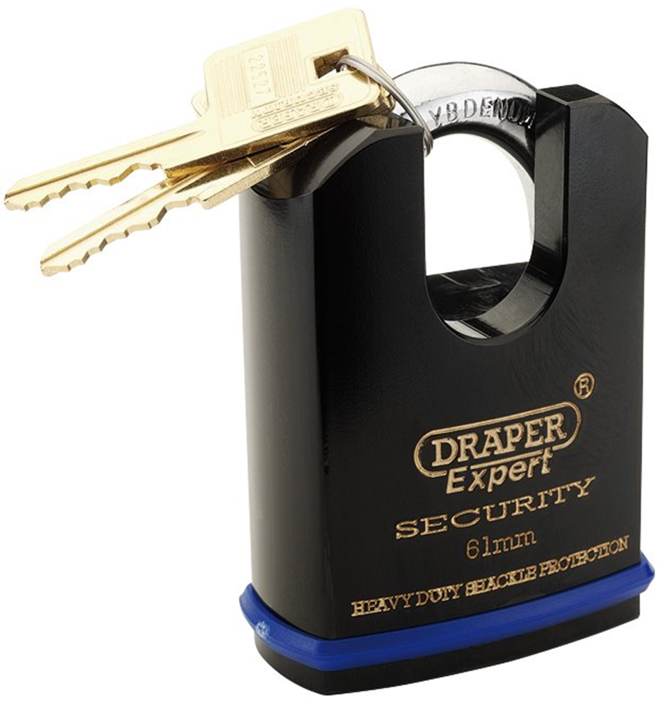 Draper H/DUTY SOLID STEEL P/LOCK 61MM 64198 Heavy Duty Solid Steel Padlocks with Shrouded Shackle