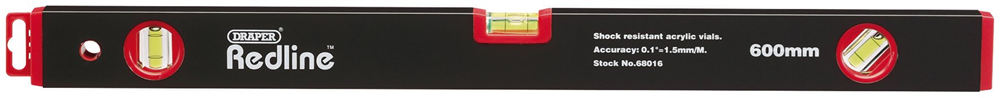 Draper BOX SPIRIT LEVEL 600MM 68016 Draper Redline Box Section Levels