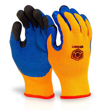 Load image into Gallery viewer, BEESWIFT LATEX THERMO-STAR FULLY DIPPED WORK GLOVES | YELLOW &amp; ORANGE ALL SIZES
