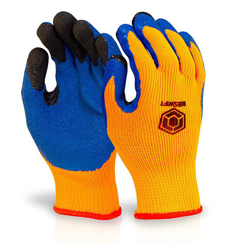 BEESWIFT LATEX THERMO-STAR FULLY DIPPED WORK GLOVES | YELLOW & ORANGE ALL SIZES