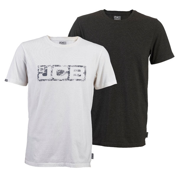 JCB WORKWEAR ESSENTIAL TWIN PACK T-SHIRTS WHITE/GREY | ALL SIZES