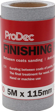 Load image into Gallery viewer, Prodec Finishing Sandpaper 5m x 115mm, 120 Grit Abrasive, Anti Clog
