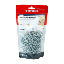 Load image into Gallery viewer, TIMCO Twin-Threaded Countersunk Silver Woodscrews - 8 x 11/4 TIMbag OF 390 - 08114CWZB
