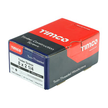 Load image into Gallery viewer, TIMCO Twin-Threaded Countersunk Silver Woodscrews - 8 x 2 1/4 Box OF 200 - 08214CWZ
