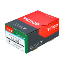 Load image into Gallery viewer, TIMCO Classic Multi-Purpose Countersunk A4 Stainless Steel Woodcrews - 5.0 x 50 Box OF 200 - 50050CLA4
