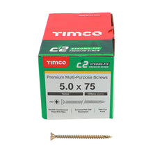 Load image into Gallery viewer, TIMCO C2 Strong-Fix Multi-Purpose Premium Countersunk Gold Woodscrews - 5.0 x 75 Box OF 200 - 50075C2
