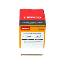 Load image into Gallery viewer, TIMCO Solo Countersunk Gold Woodscrews - 5.0 x 80 Box OF 200 - 50080SOLOC
