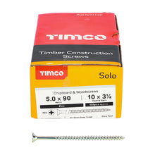 Load image into Gallery viewer, TIMCO Solo Countersunk Silver Woodscrews - 5.0 x 90 Box OF 100 - 50090SOLOZ
