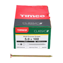 Load image into Gallery viewer, TIMCO Classic Multi-Purpose Countersunk Gold Woodscrews - 5.0 x 100 Box OF 100 - 50100CLAF
