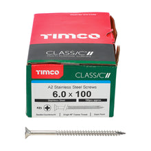 Load image into Gallery viewer, TIMCO Classic Multi-Purpose Countersunk A2 Stainless Steel Woodcrews - 6.0 x 100 Box OF 100 - 60100CLASS
