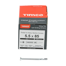 Load image into Gallery viewer, TIMCO Self-Drilling Wing-Tip Steel to Timber Heavy Section Silver Screws  - 5.5 x 100 Box OF 100 - HW100B
