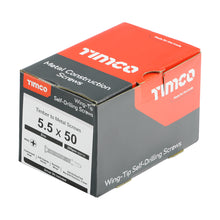 Load image into Gallery viewer, TIMCO Self-Drilling Wing-Tip Steel to Timber Light Section Silver Screws  - 5.5 x 50 Box OF 200 - LW50B
