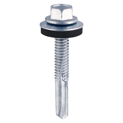 TIMCO Self-Drilling Heavy Section Silver Screws with EPDM Washer,All Sizes,Bag 100pcs