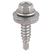 Load image into Gallery viewer, TIMCO Sheet Steel Stitching Screws Exterior Silver with EPDM Washer,All Sizes,100pcs
