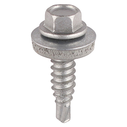 TIMCO Sheet Steel Stitching Screws Exterior Silver with EPDM Washer,All Sizes,100pcs