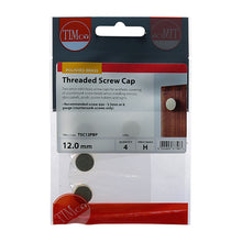 Load image into Gallery viewer, TIMCO Threaded Screw Caps Solid Brass Polished Brass - 12mm TIMpac OF 4 - TSC12PBP
