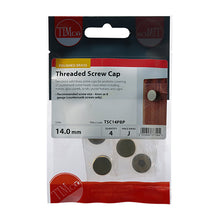 Load image into Gallery viewer, TIMCO Threaded Screw Caps Solid Brass Polished Brass - 14mm TIMpac OF 4 - TSC14PBP
