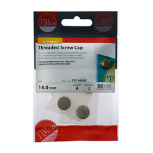 Load image into Gallery viewer, TIMCO Threaded Screw Caps Solid Brass Satin Brass - 14mm TIMpac OF 4 - TSC14SBP
