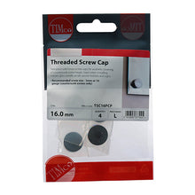 Load image into Gallery viewer, TIMCO Threaded Screw Caps Solid Brass Polished Chrome - 16mm TIMpac OF 4 - TSC16PCP
