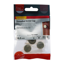 Load image into Gallery viewer, TIMCO Threaded Screw Caps Solid Brass Polished Brass - 18mm TIMpac OF 4 - TSC18PBP
