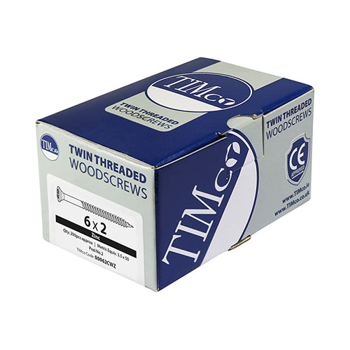 TIMCO Twin-Threaded Countersunk Silver Woodscrews - 8 x 5/8 Box OF 200 - 00858CWZ