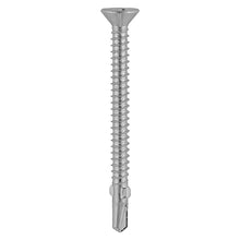 Load image into Gallery viewer, TIMCO Self-Drilling Wing-Tip Steel to Timber Light Section Exterior Silver Screws  - 5.5 x 85 Box OF 100 - LW85S

