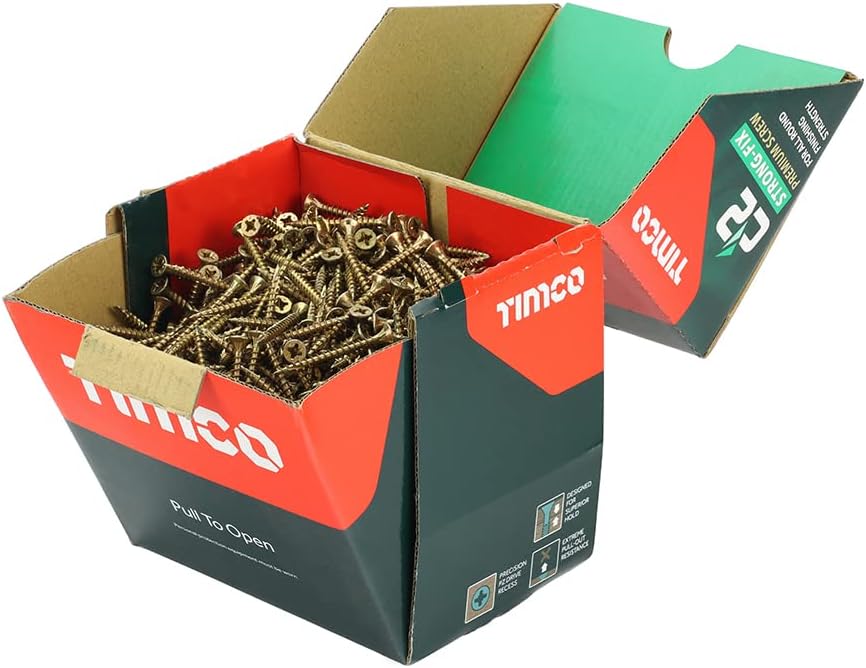 TIMCO C2 Strong-Fix Multi-Purpose Premium Countersunk Gold Woodscrews,All Sizes,1000pcs